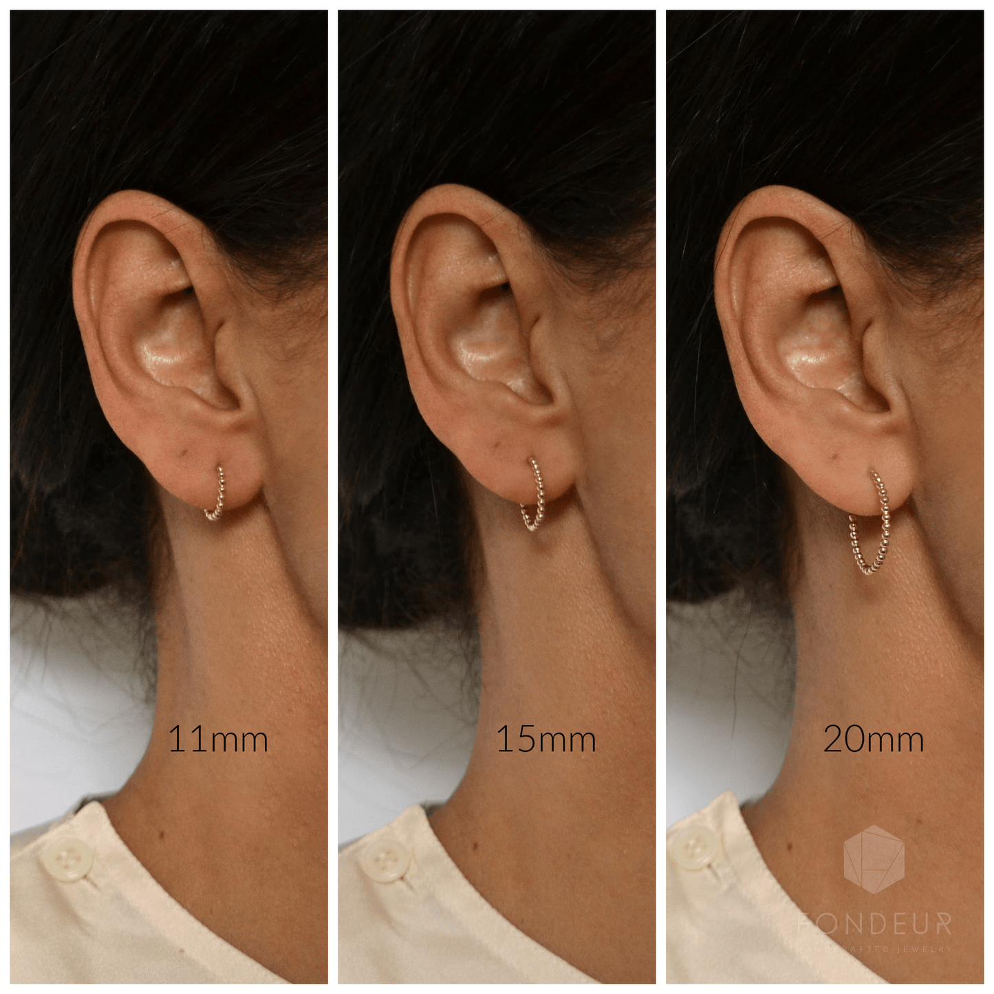 14k Beaded Hoops
