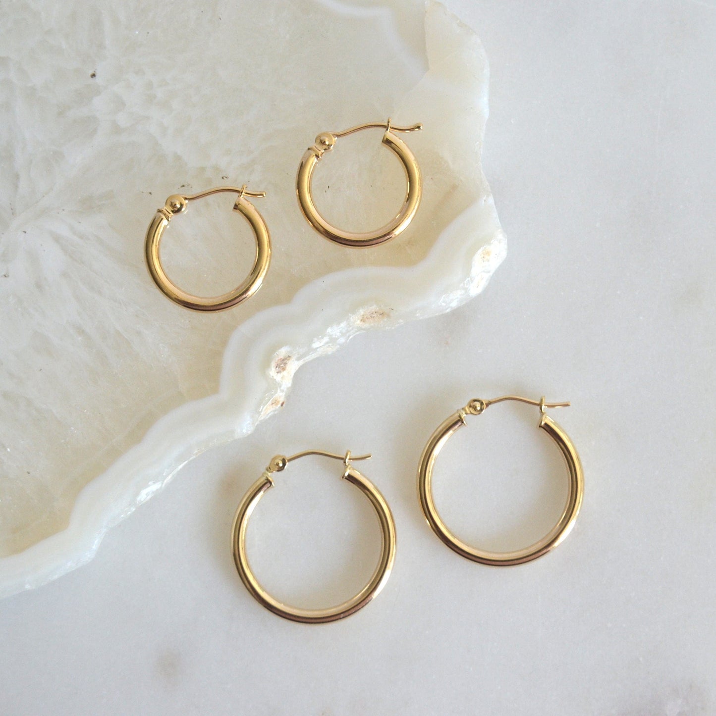 14k Tube Hoops