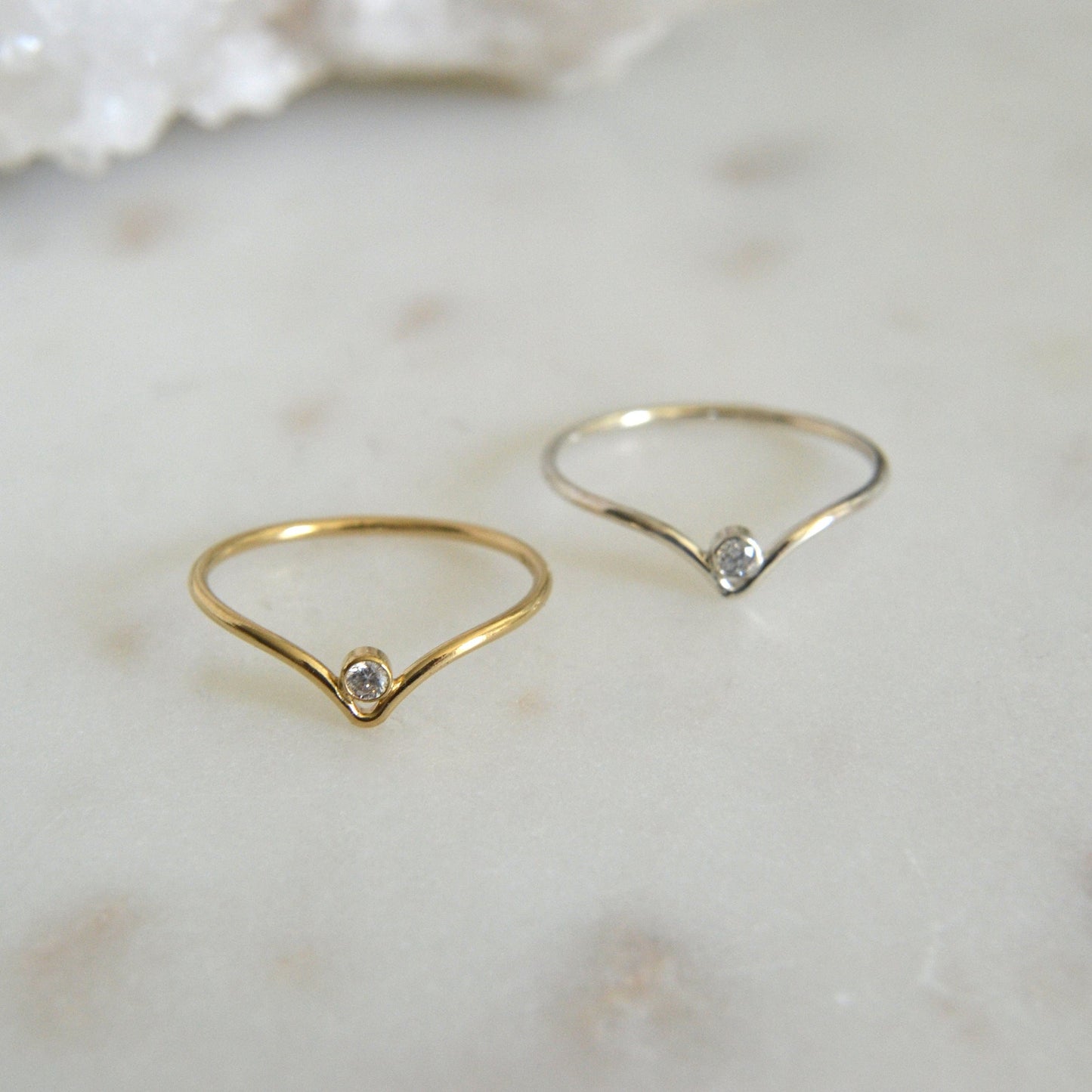 Chevron CZ Ring
