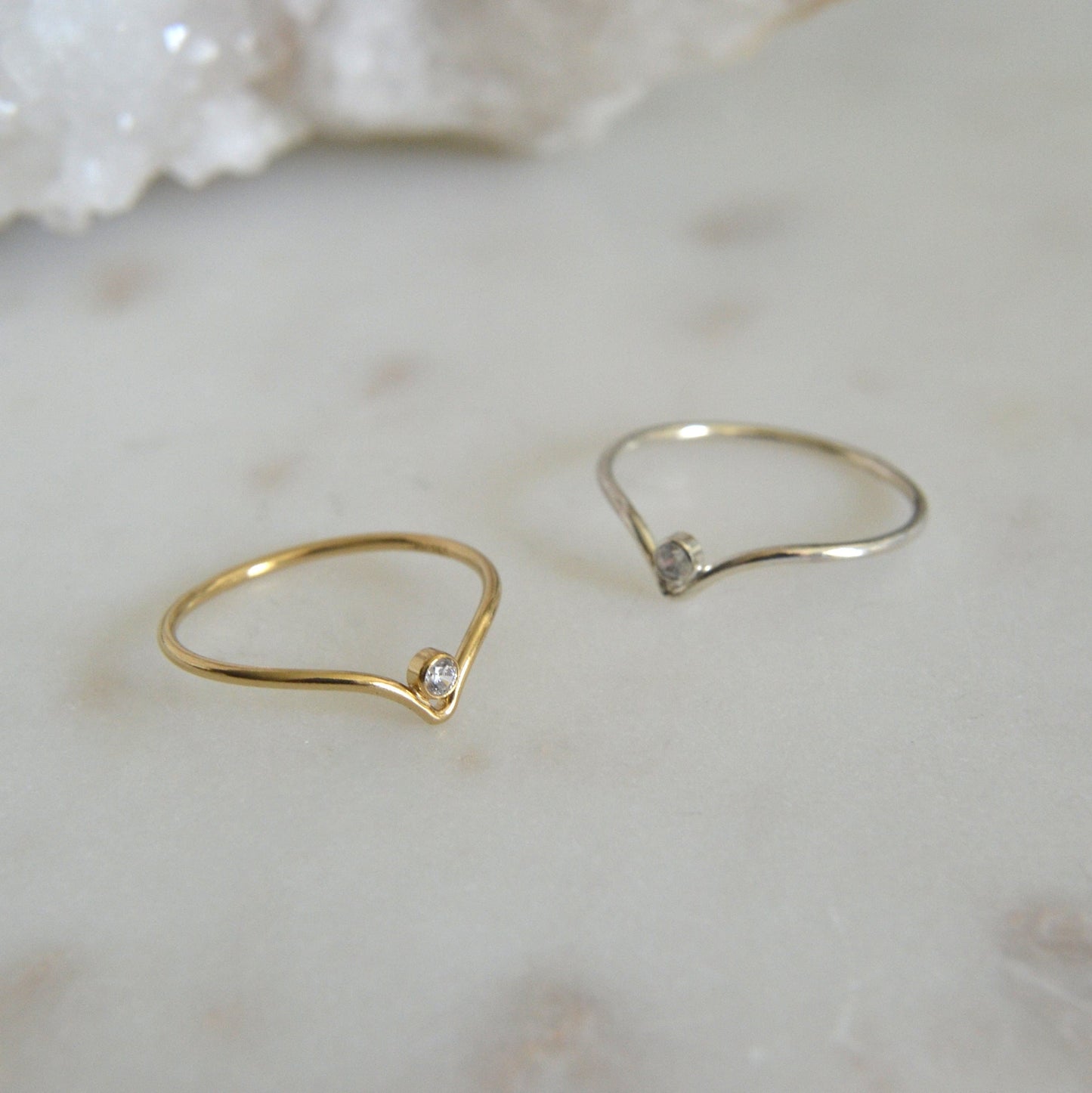 Chevron CZ Ring