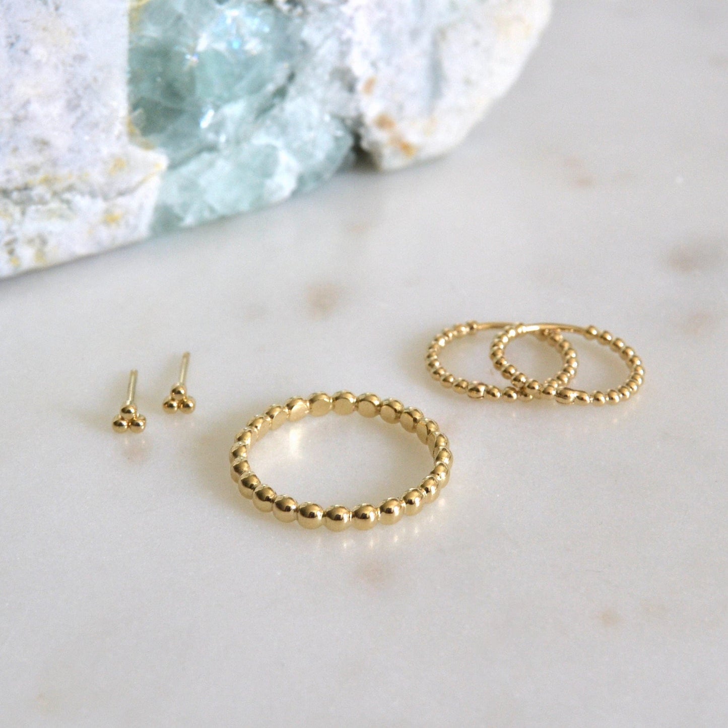 14k Puff Beaded Ring
