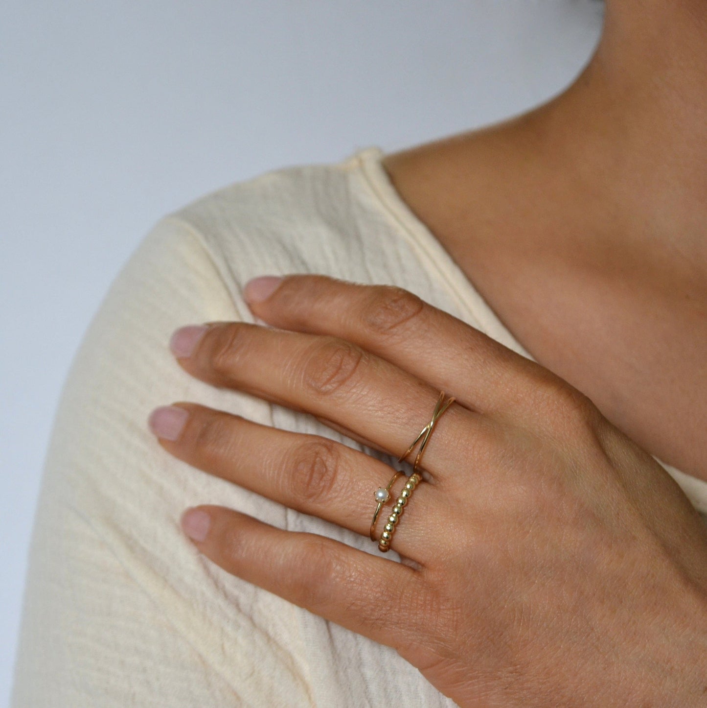 14k Puff Beaded Ring