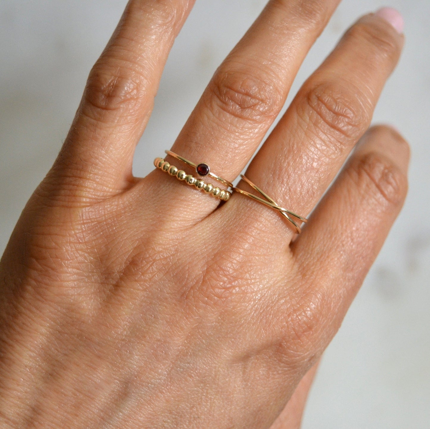 14k Puff Beaded Ring