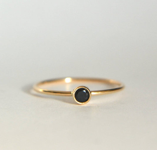 Dainty black spinel ring