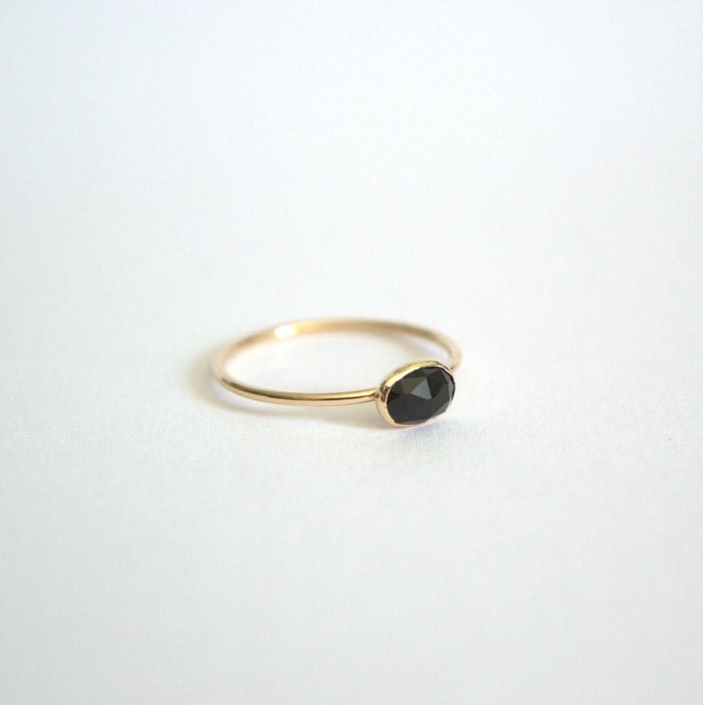 14k Oval Black Onyx Ring