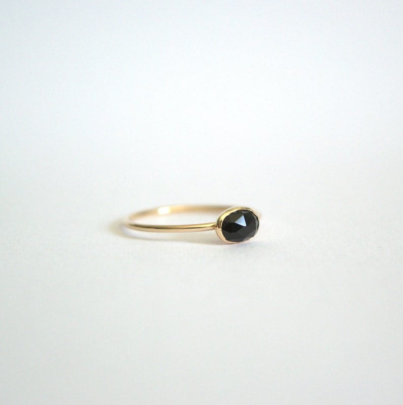14k Oval Black Onyx Ring