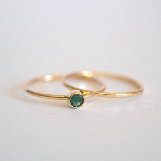 14k Emerald & Band Set