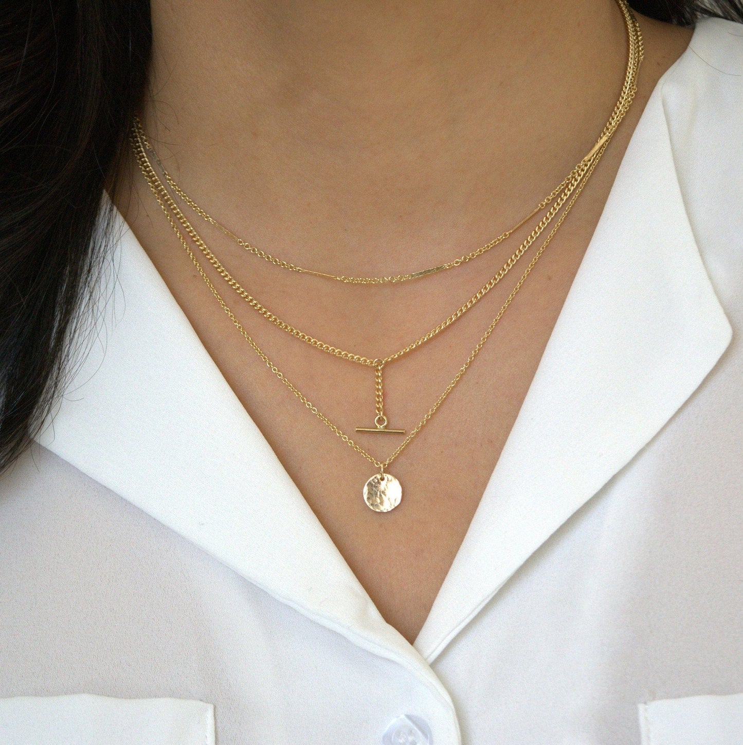 Hammered Disc Necklace