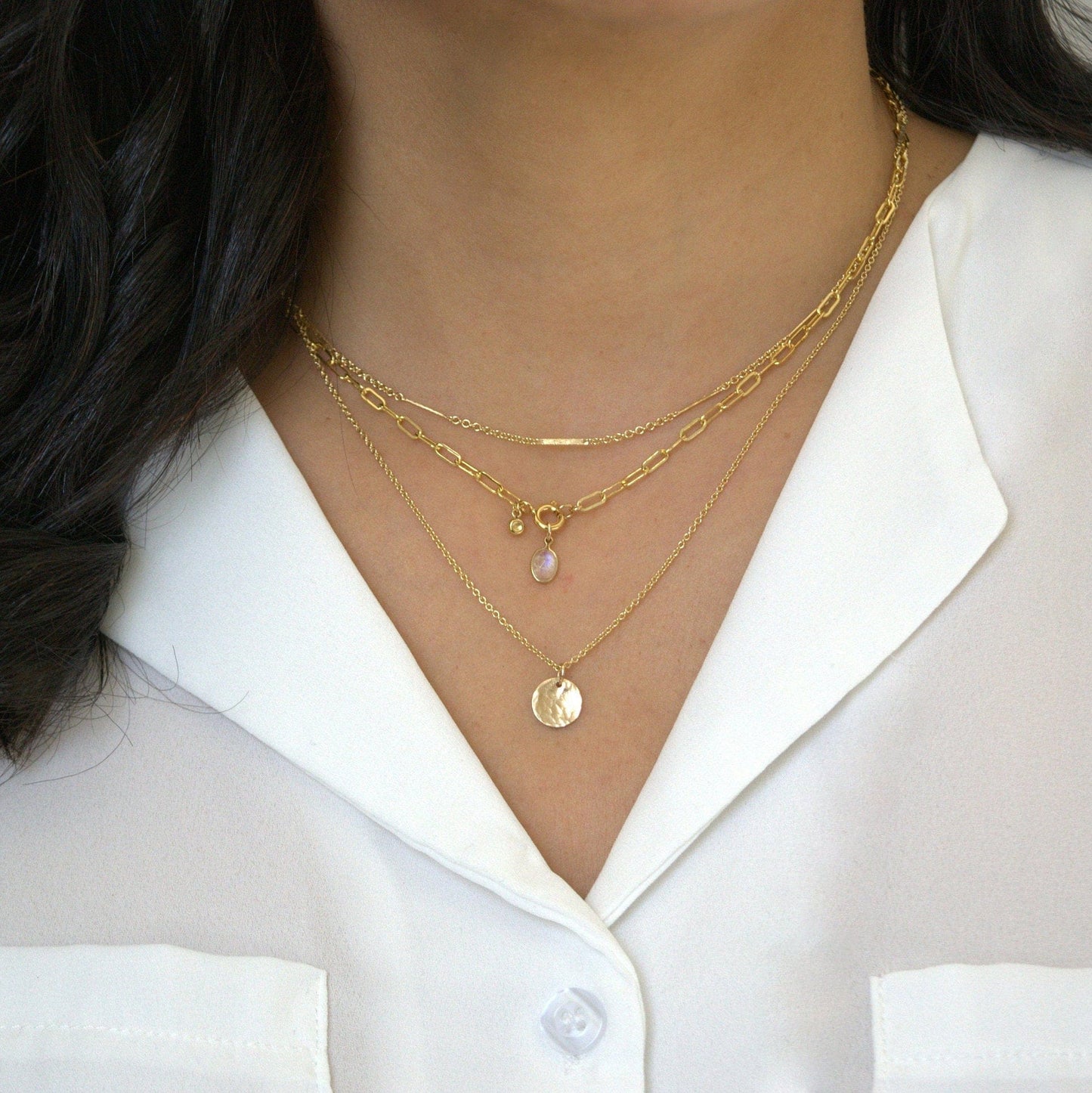 Hammered Disc Necklace