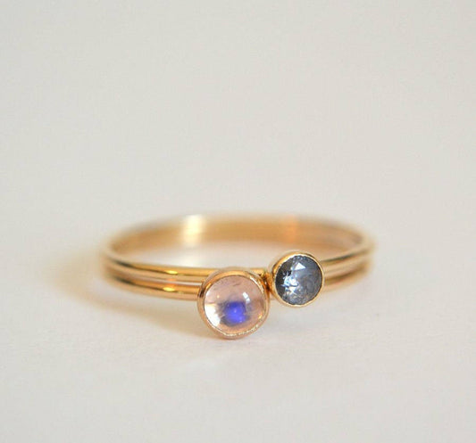 Moonstone and aquamarine ring
