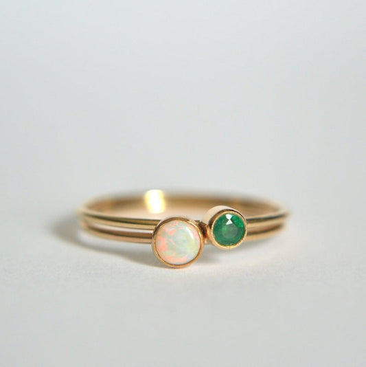 Opal and emerald ring