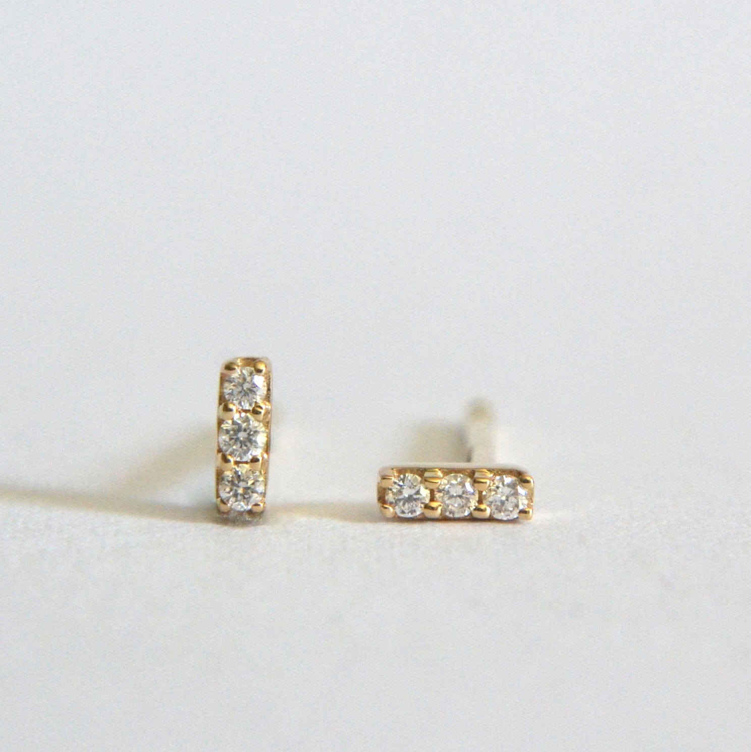 Diamond bar stud earrings