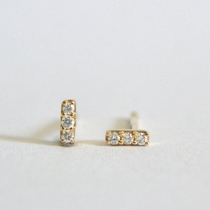 Diamond bar stud earrings