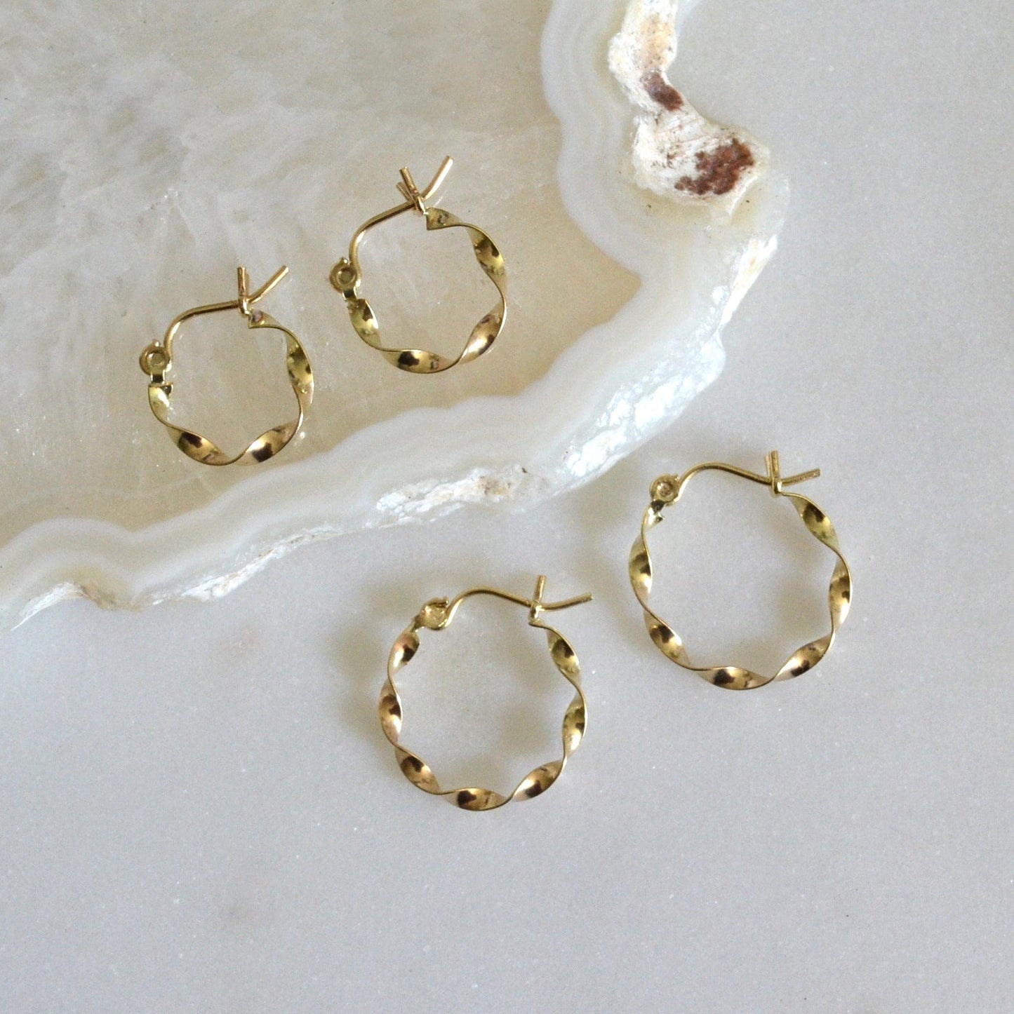 14k Twisted Hoops