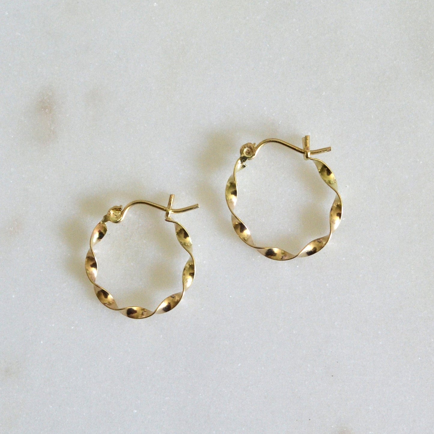 14k twisted hoops