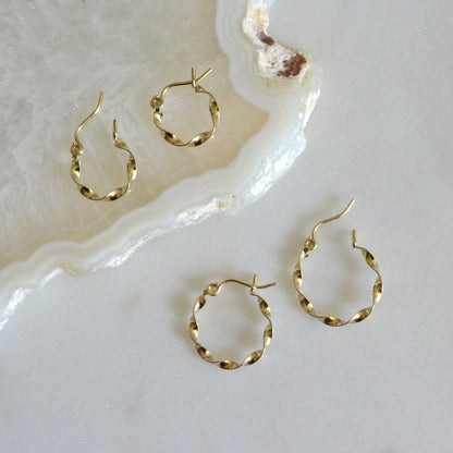 14k Twisted Hoops