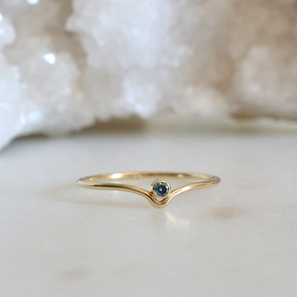 14k Blue Diamond Ring