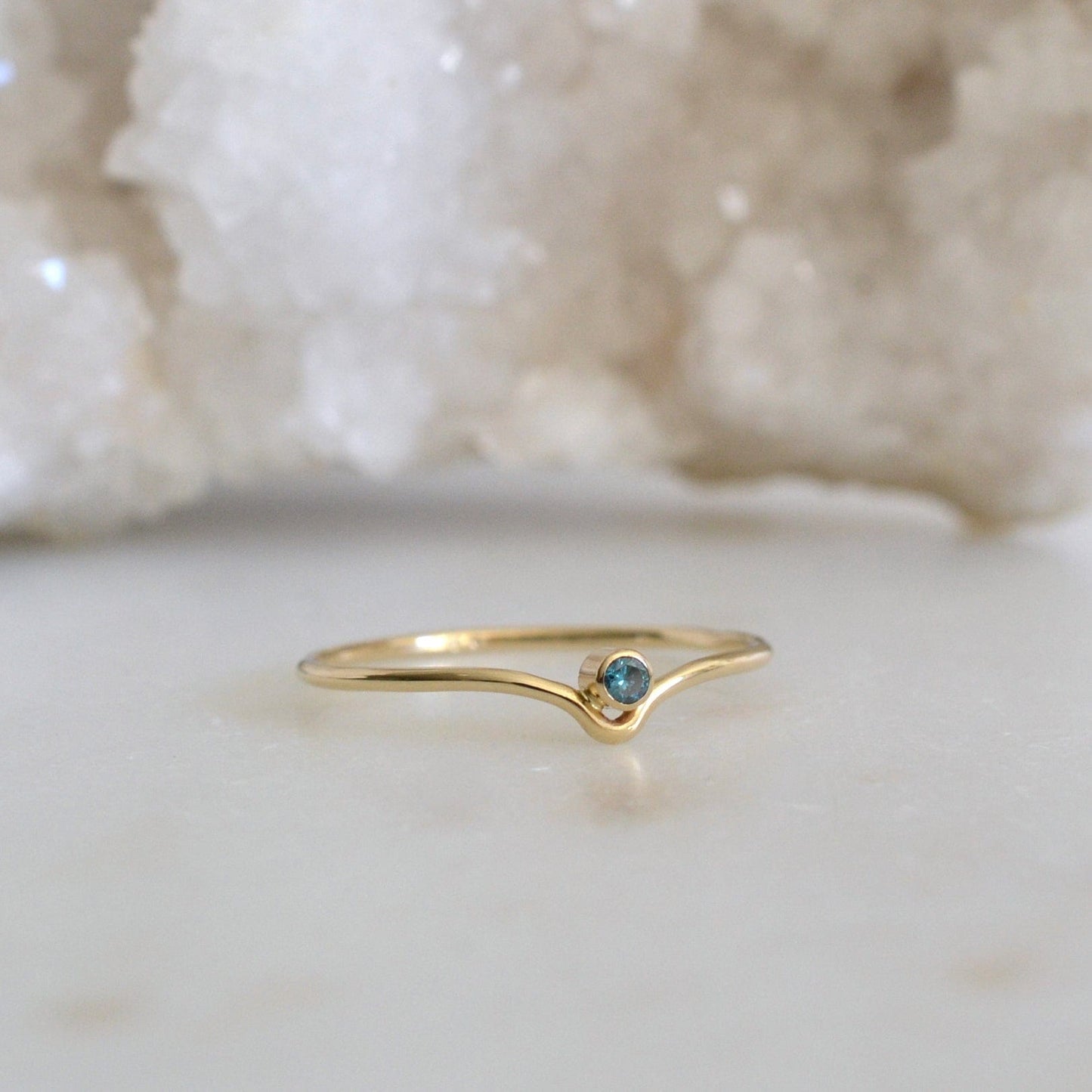 14k Blue Diamond Ring