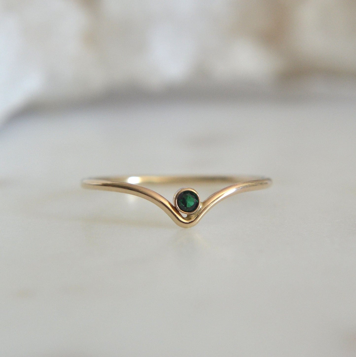 Chevron Emerald Ring