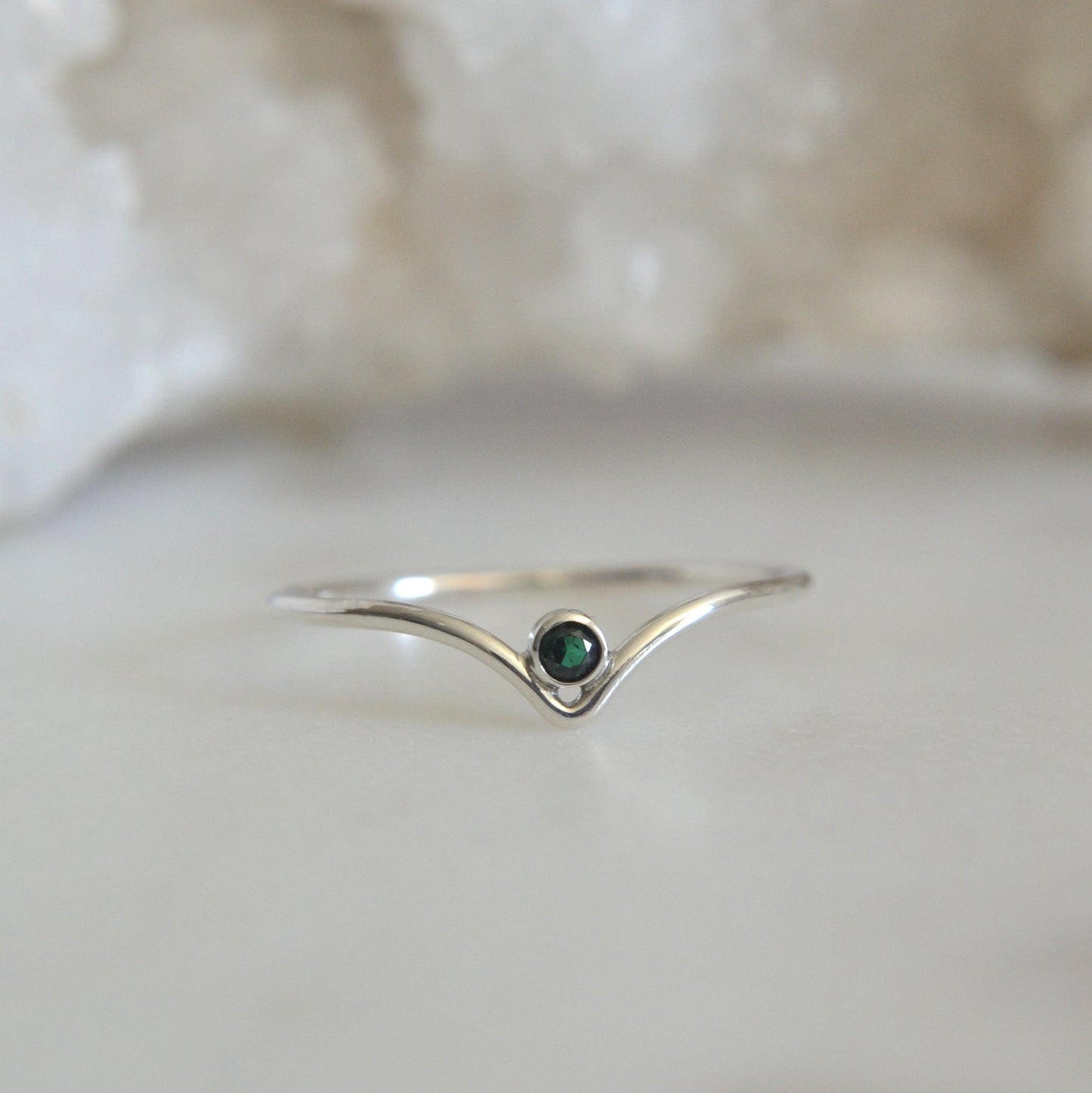 Chevron Emerald Ring