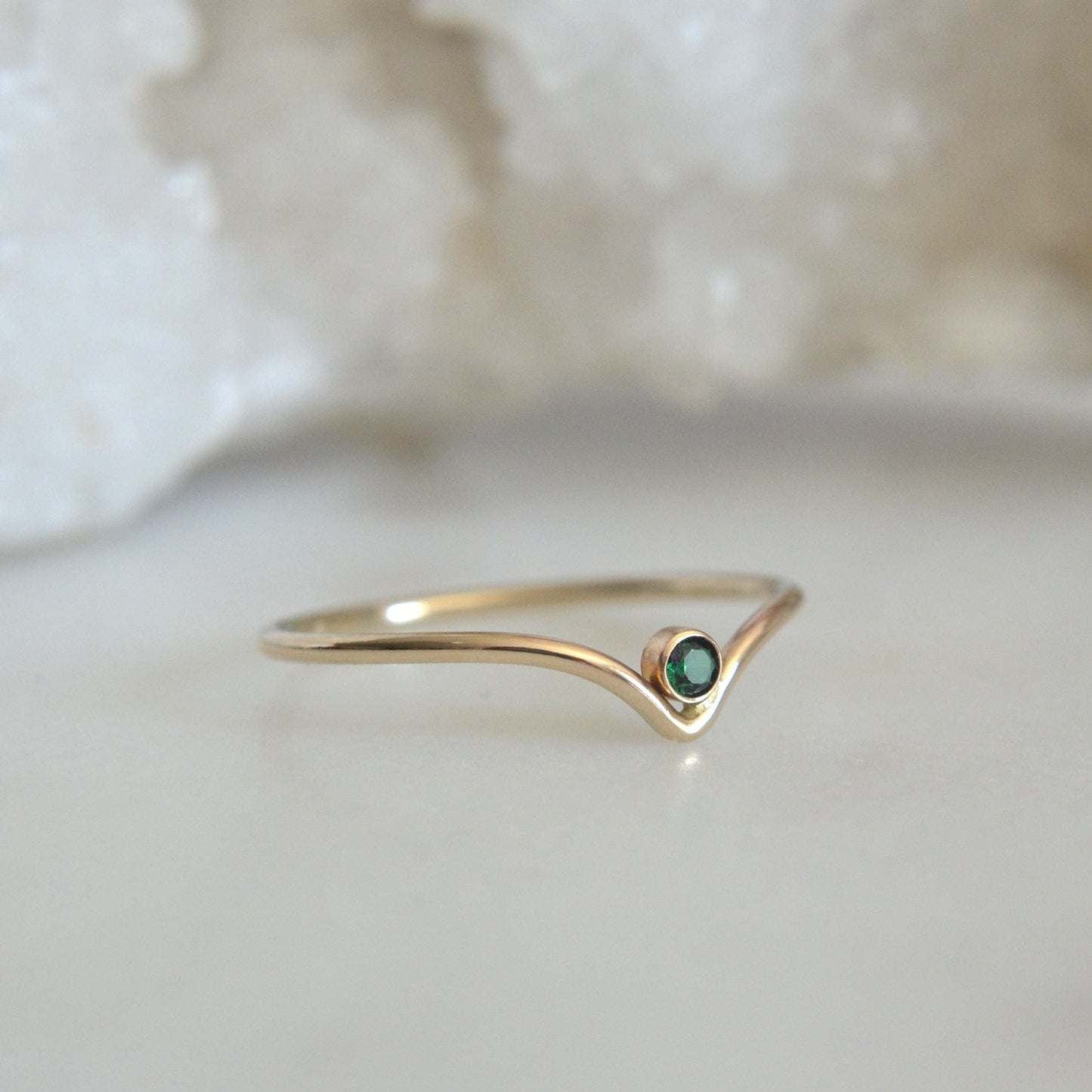 Chevron Emerald Ring