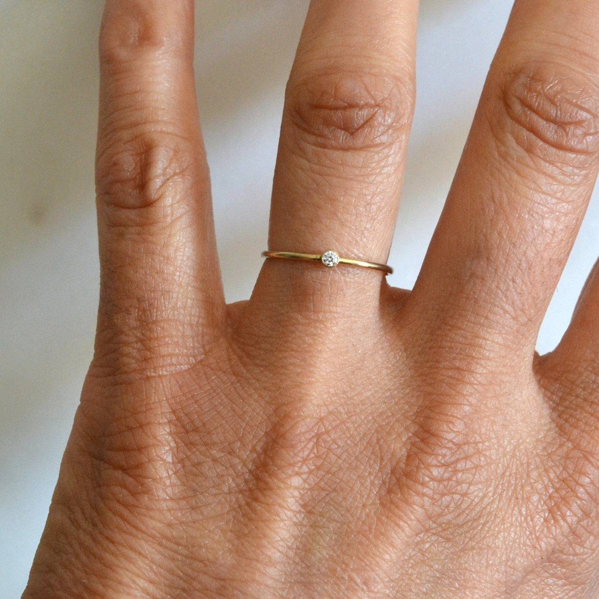 Smallest Ring Tiny Diamond Ring | Minimalist Design | Fondeur Jewelry