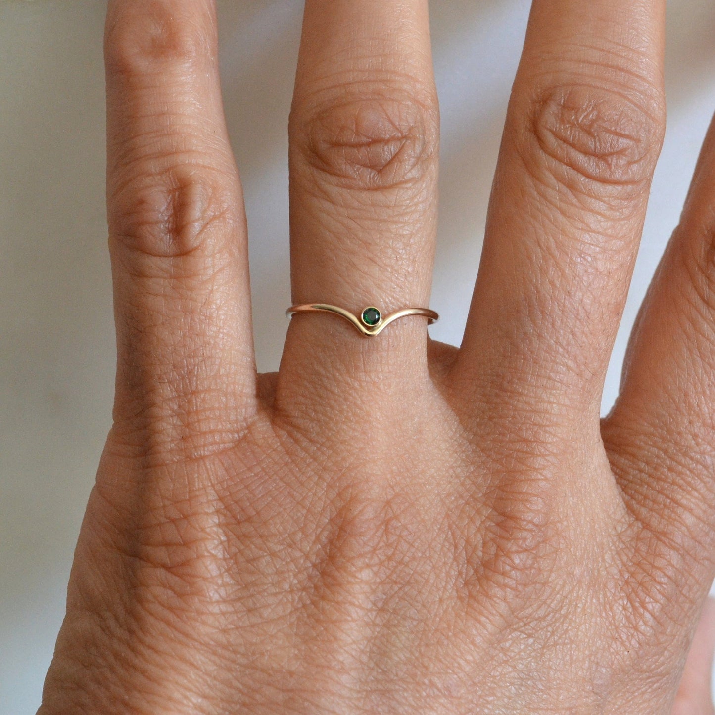 Chevron Emerald Ring