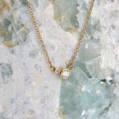 14k Double Diamond Necklace