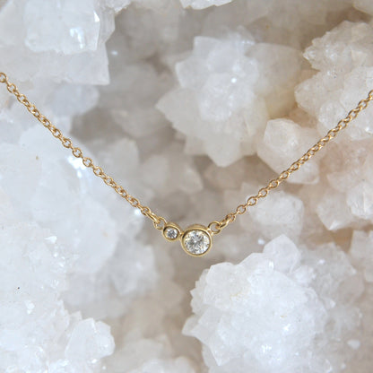 14k Double Diamond Necklace