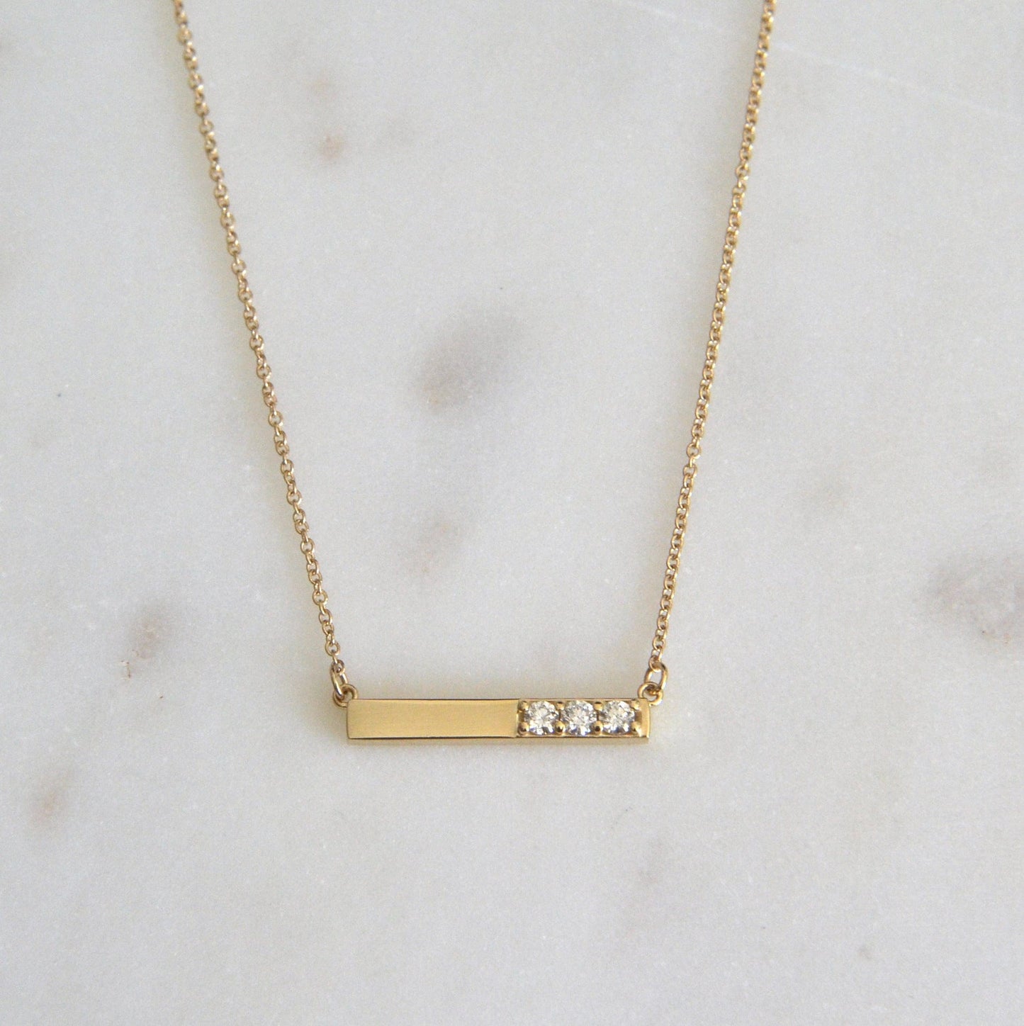 14k Diamond Bar Necklace