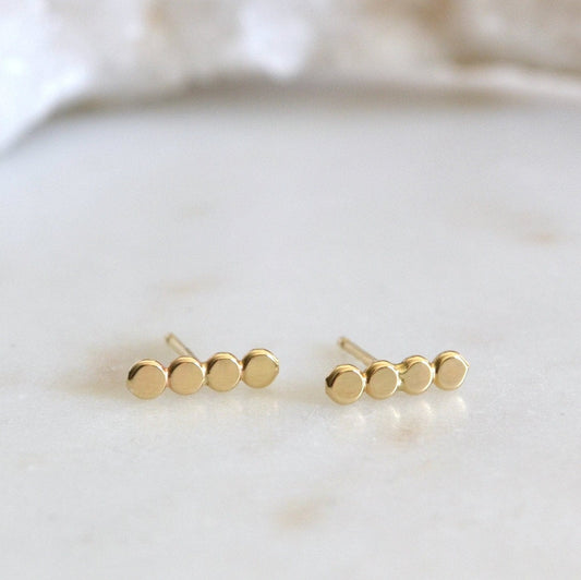 14k Flat Beaded Bar Studs