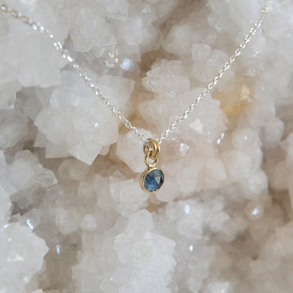 14k & Silver Montana Sapphire Necklace