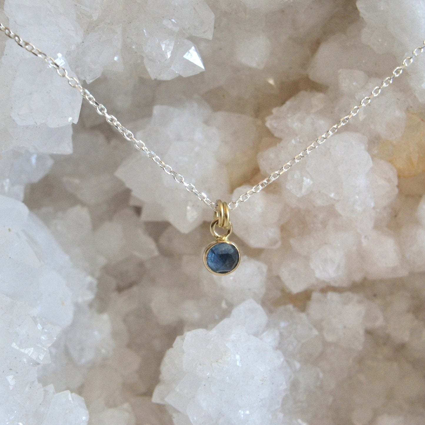 14k & Silver Montana Sapphire Necklace