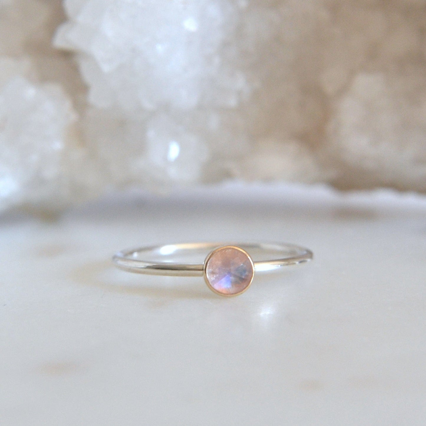 14k & Silver Moonstone Ring