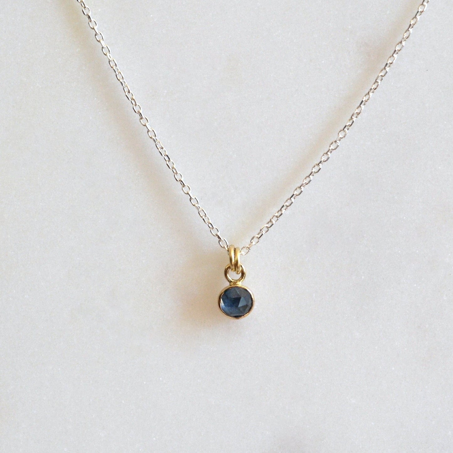 14k & Silver Montana Sapphire Necklace