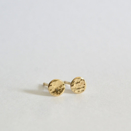 14k Hammered Disc Studs