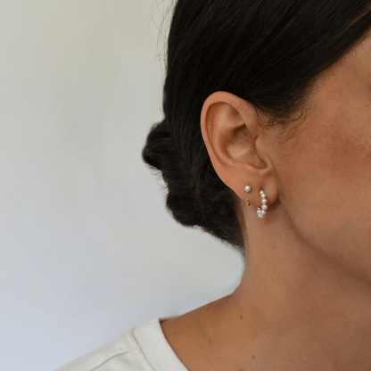 14k Beaded Pearl Hoops