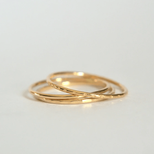 14k Textured Band Set