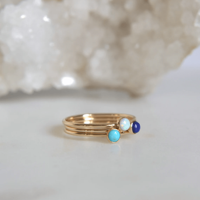 14k Opal Turquoise & Lapis Set