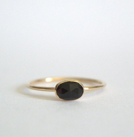 14k Oval Black Onyx Ring