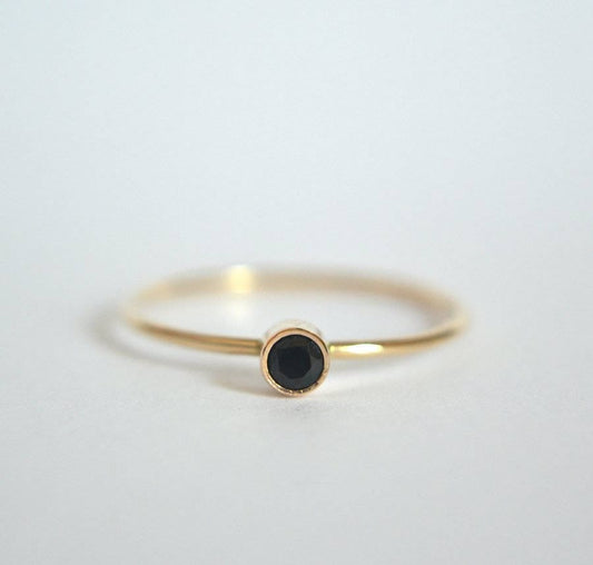 Dainty black spinel ring